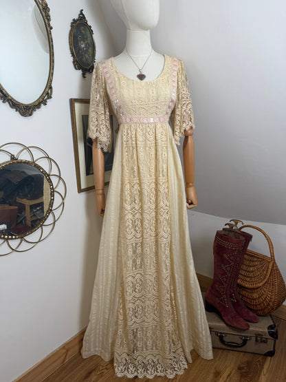 1960s Edwardian Inspired Maxi Dress