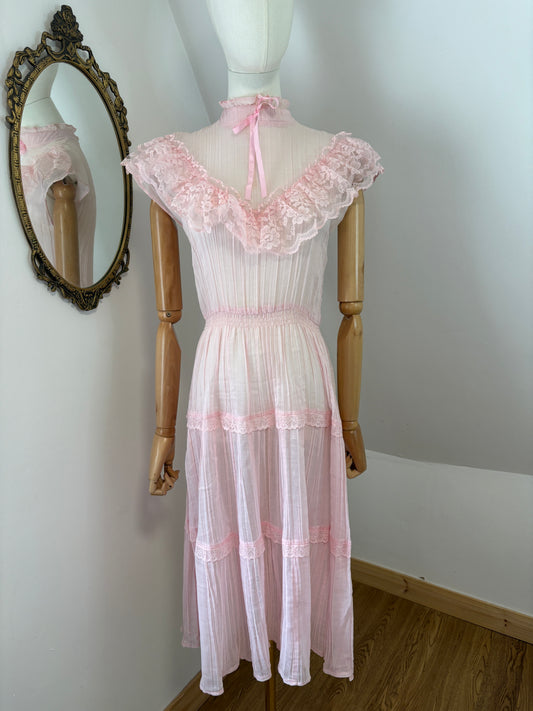 1970s Cotton Prairie Dress