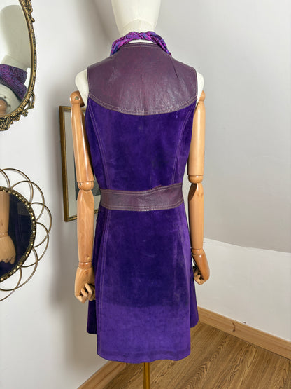 1960s Purple Suede Dress