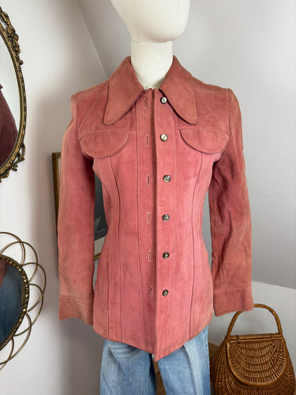 1970s Blush Pink Suede Jacket