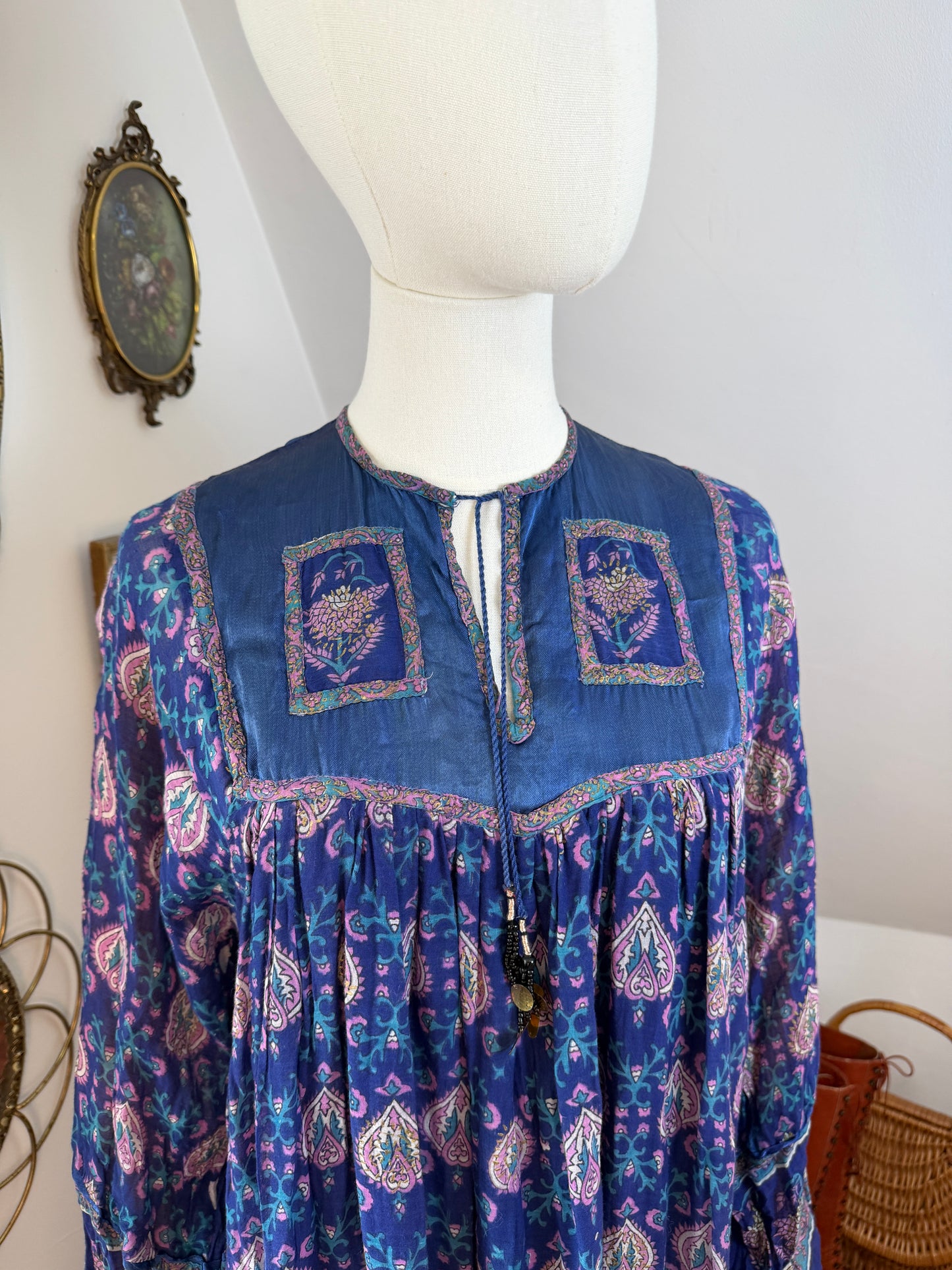 1970s Indian Silk & Cotton Dress