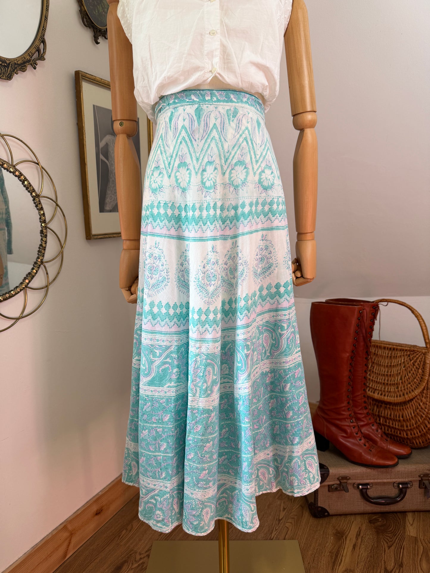 1970s ‘Phool’ Turquoise Wrap Skirt