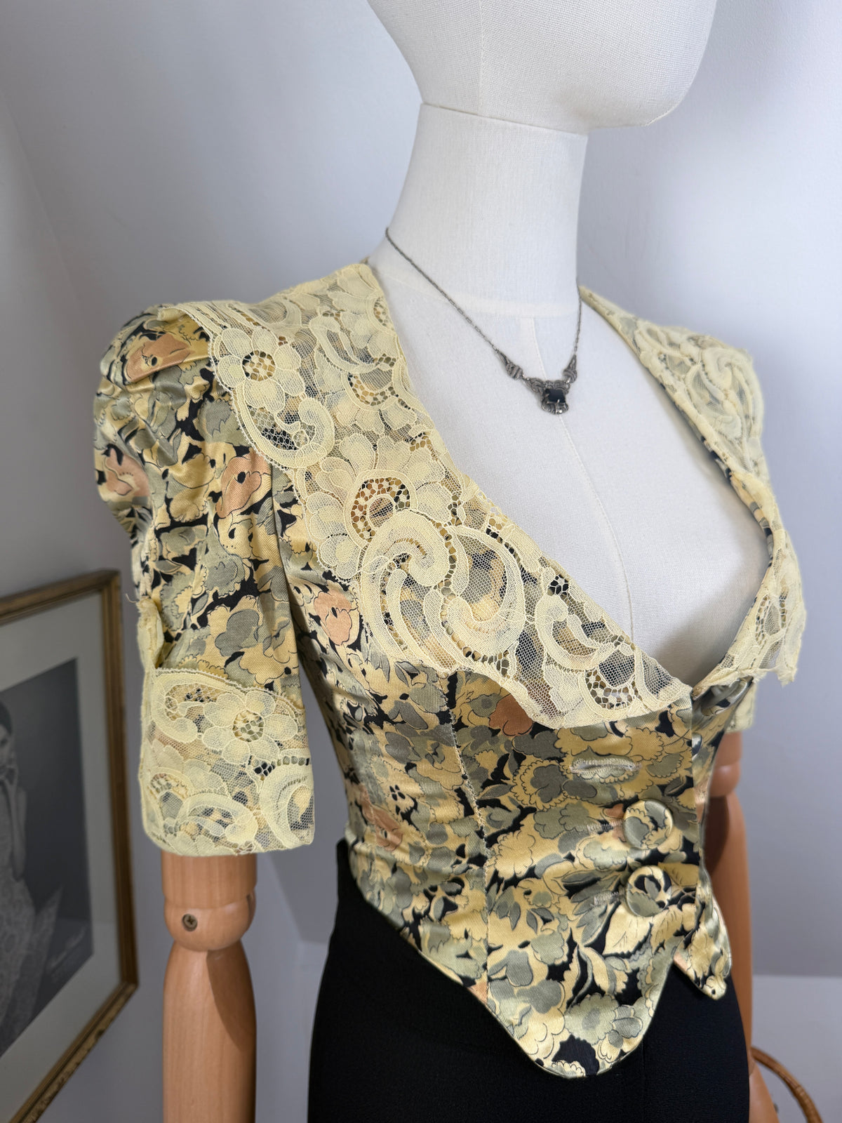1970s ‘Biba’ Satin Lace Shirt