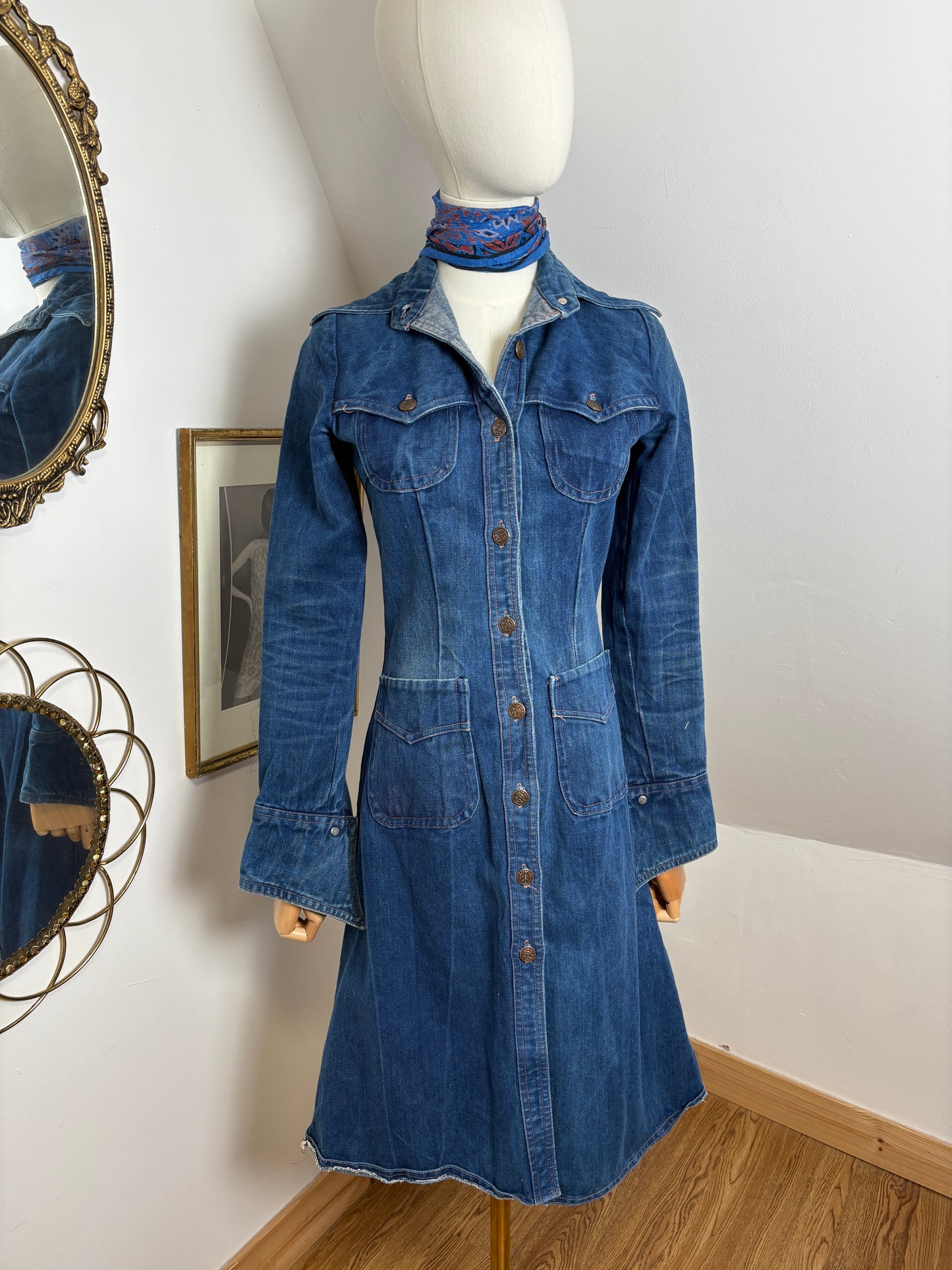 1970s Denim Shirt Dress
