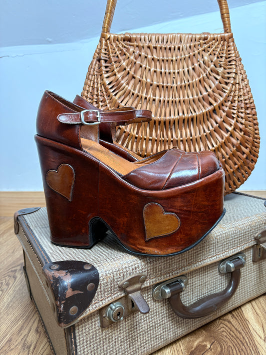 Incredible 1970s Leather Wedge Platforms