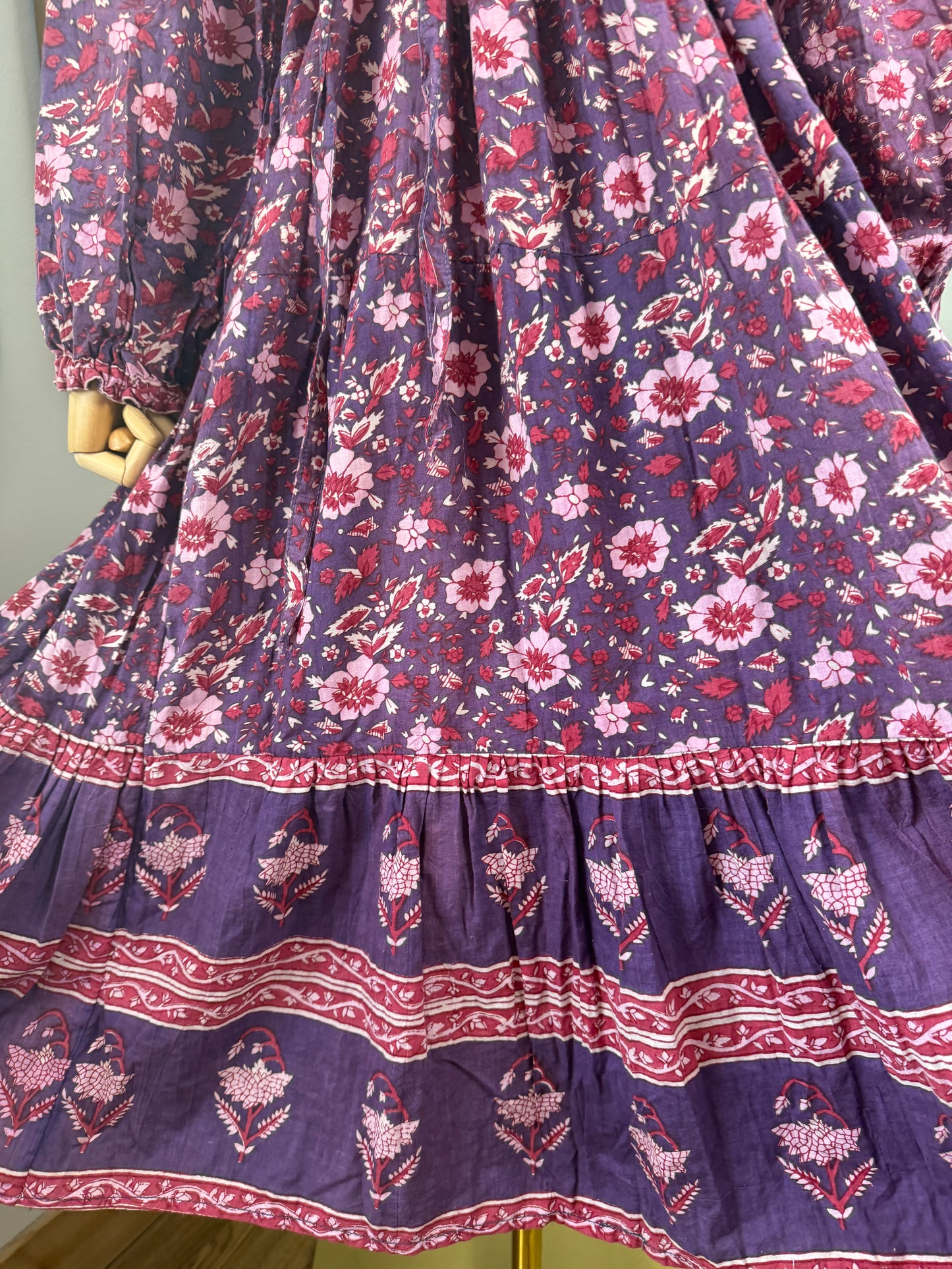1970s ‘Mayur’ Purple Blockprint Dress