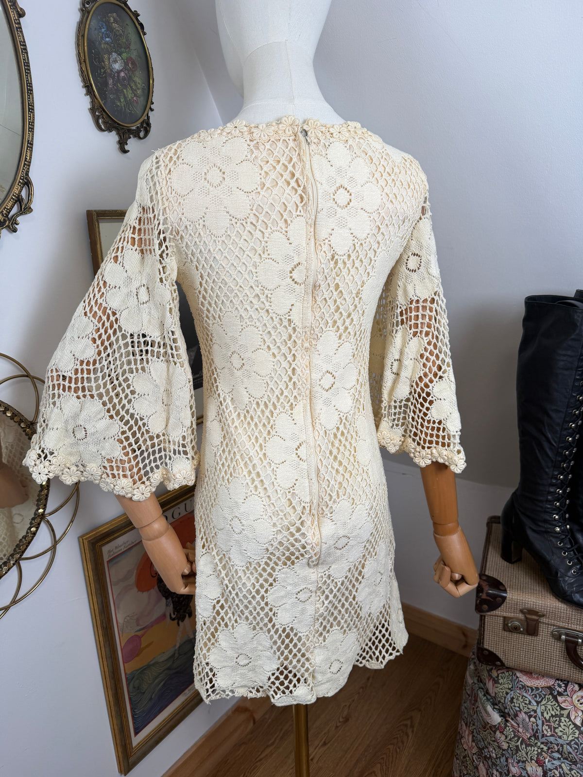 1960s ‘Simon Ellis’ Crochet Shift Dress