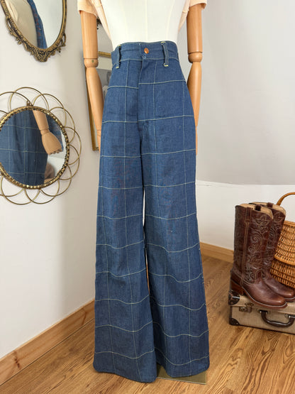 1970s Windowpane Wrangler Bellbottoms