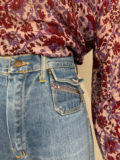 1970s Light Wash Denim Flares