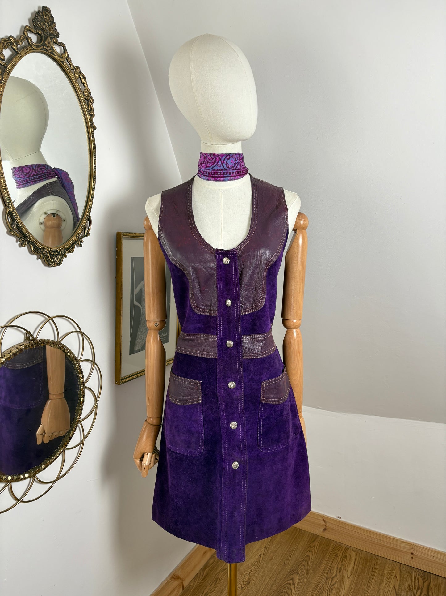 1960s Purple Suede Dress