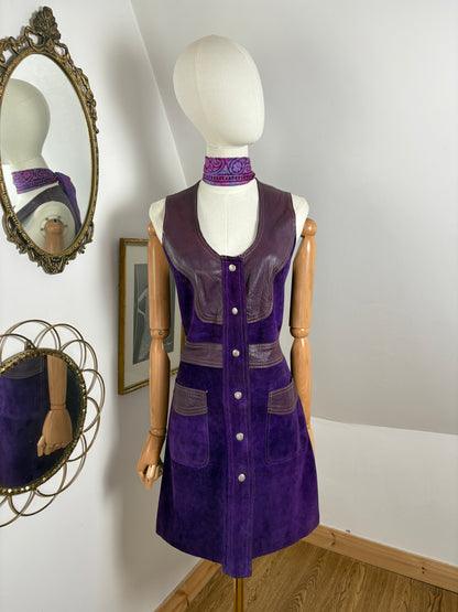 1960s Purple Suede Dress