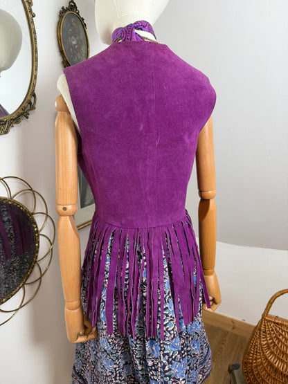 1960s Purple Fringe Waistcoat