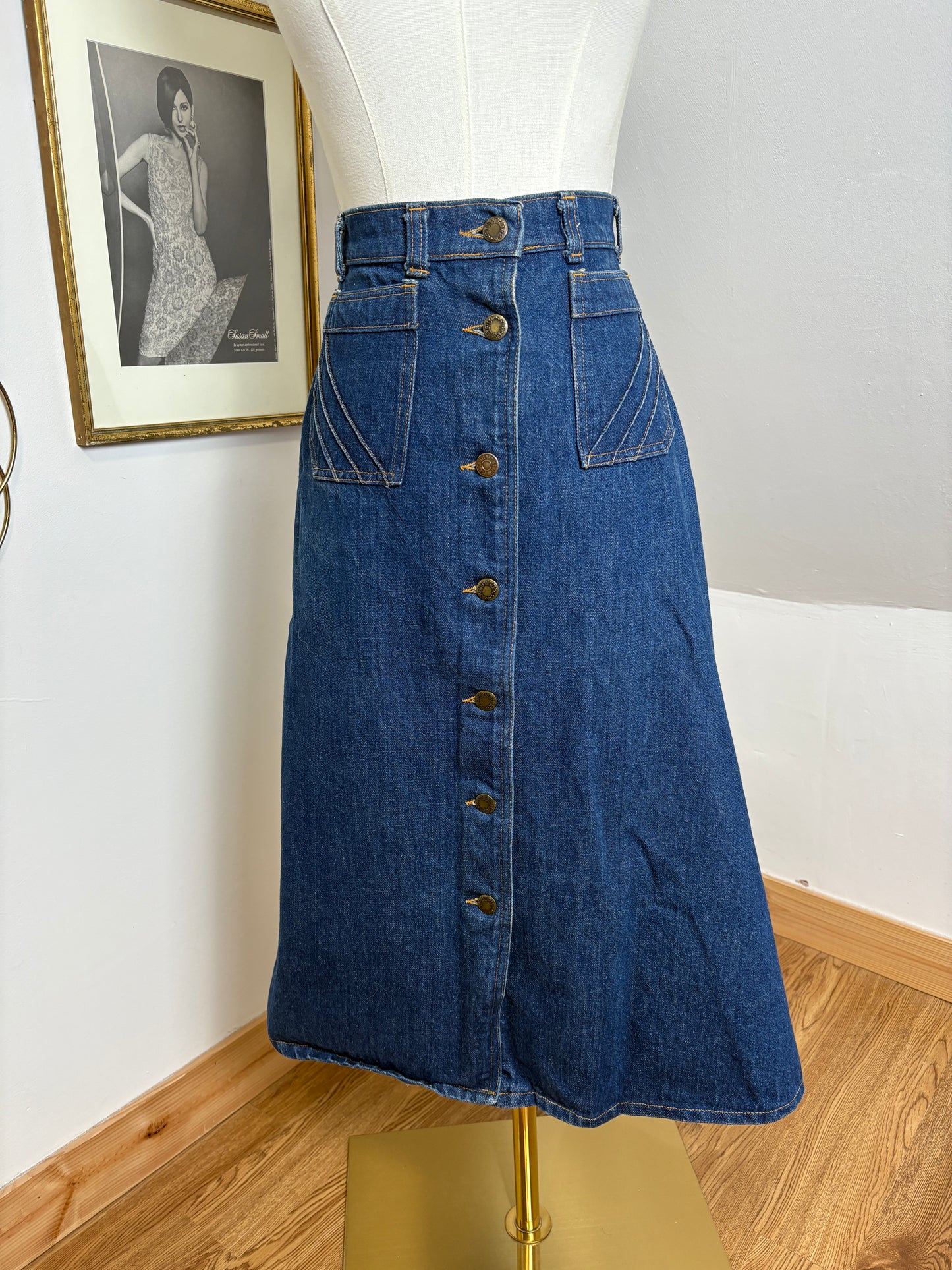 1970s Denim Midi Skirt