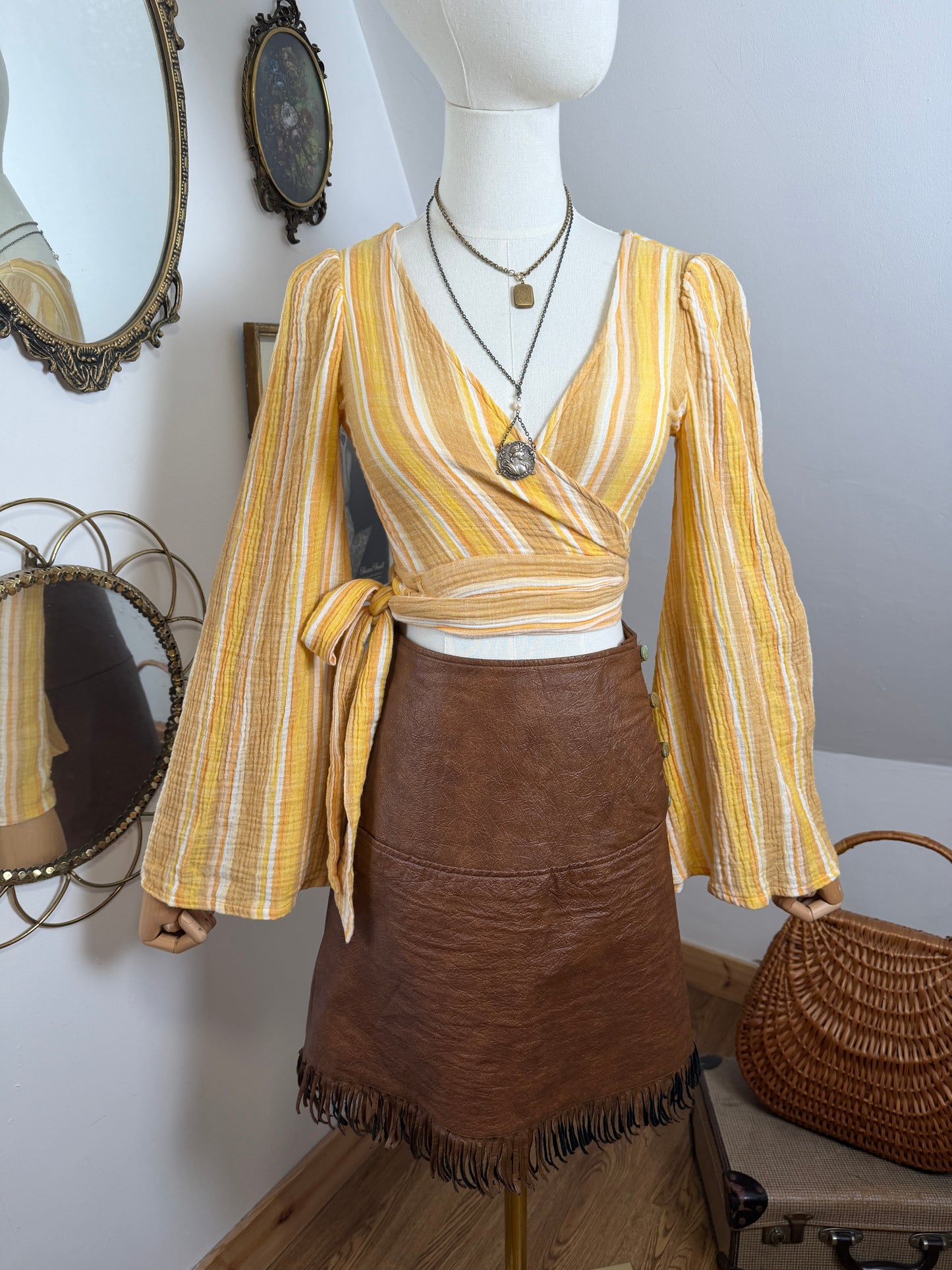 1960s Leather Fringe Mini Skirt