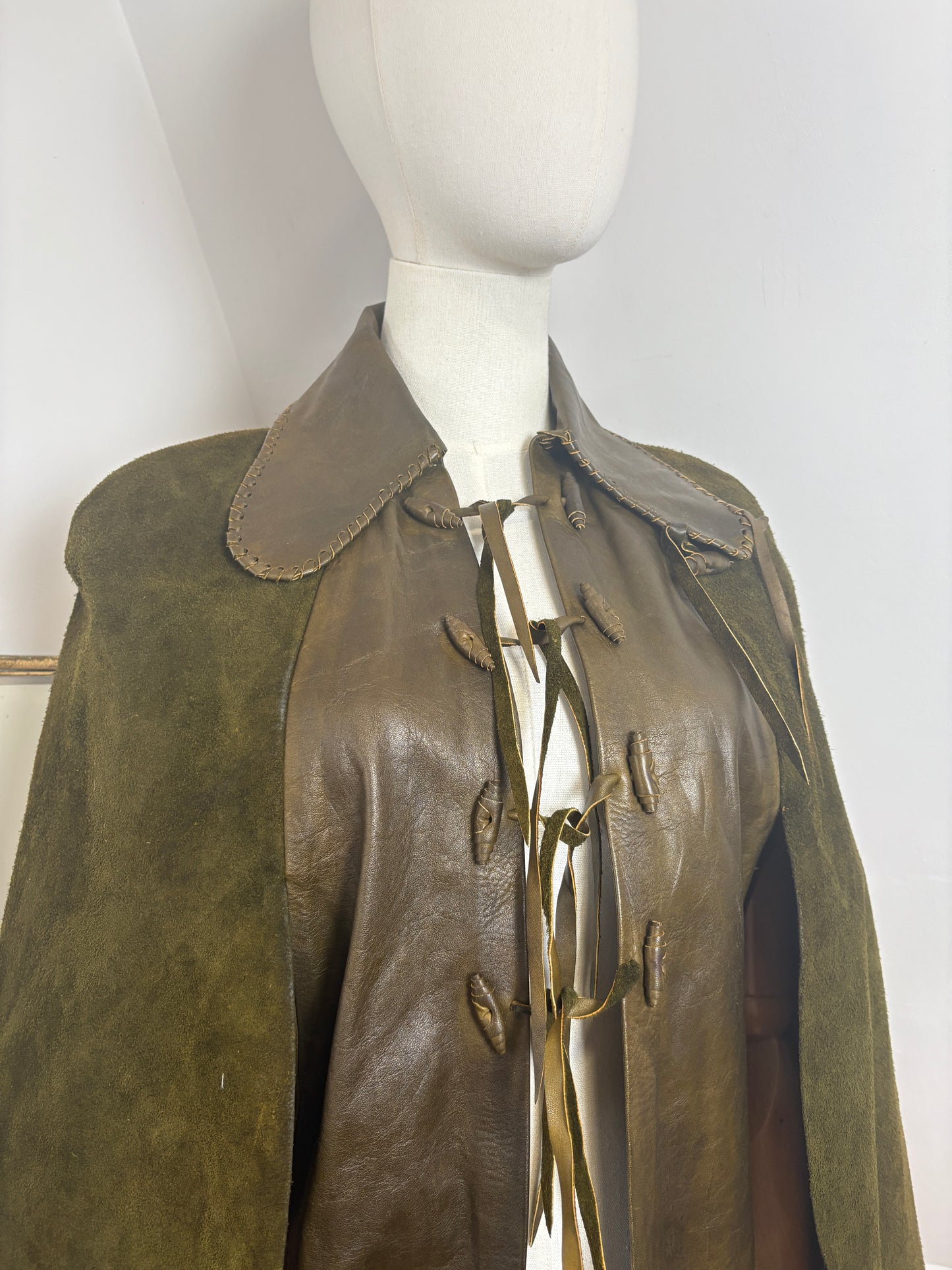 1970s ‘Char’ Leather & Suede Cape