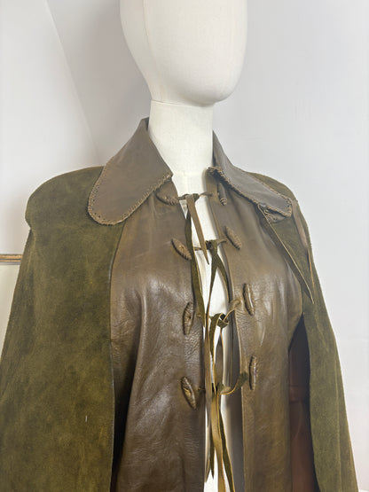 1970s ‘Char’ Leather & Suede Cape