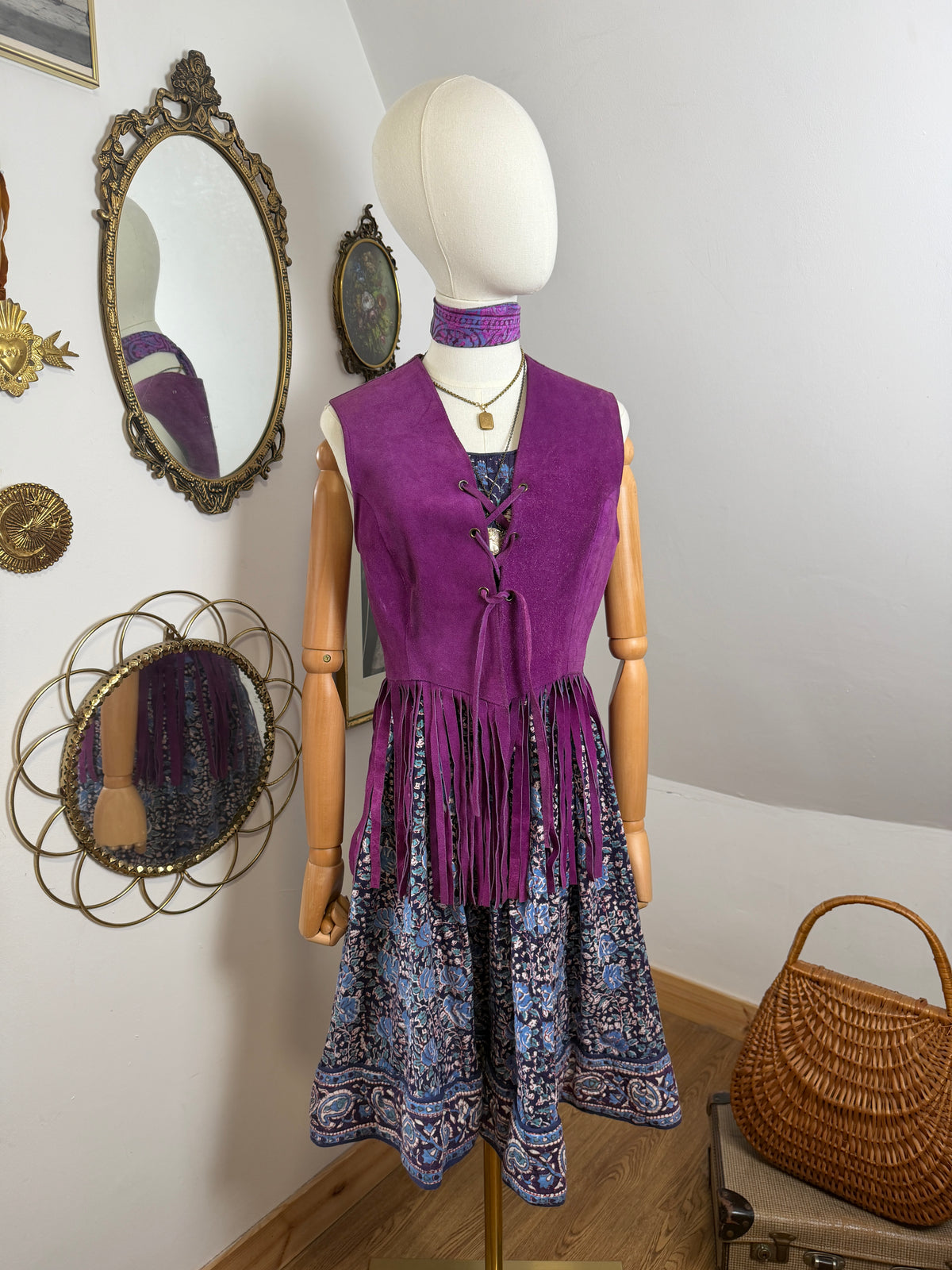 1960s Purple Fringe Waistcoat