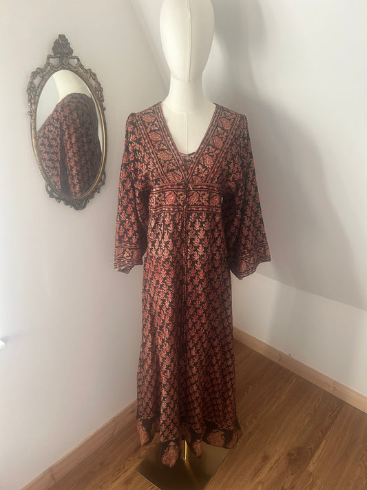 1970s Indian Cotton Kaftan Dress