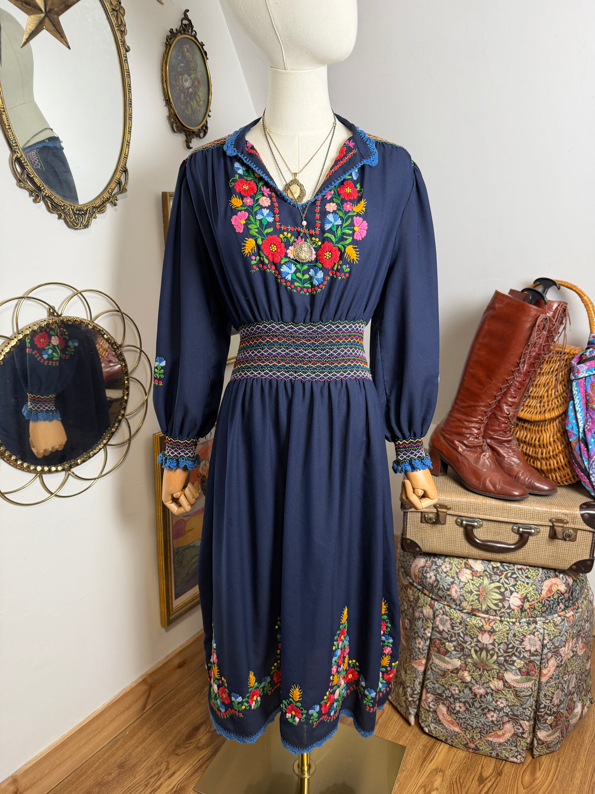 1970s Hungarian Embroidered Dress