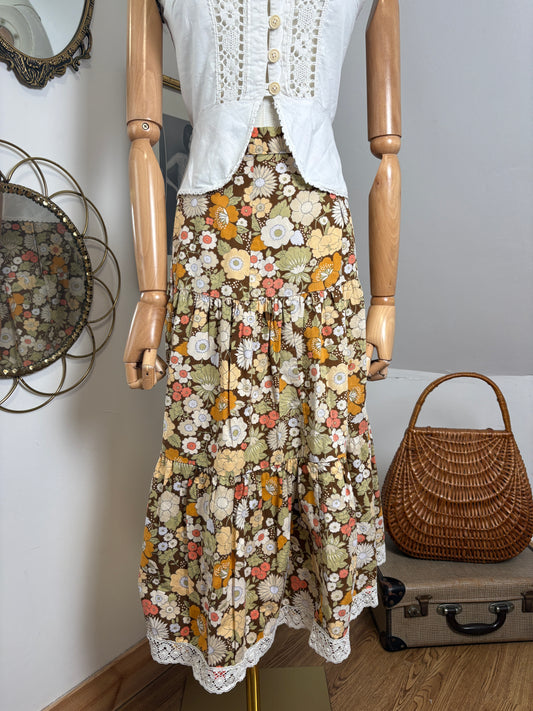 1960s Floral Cotton Skirt