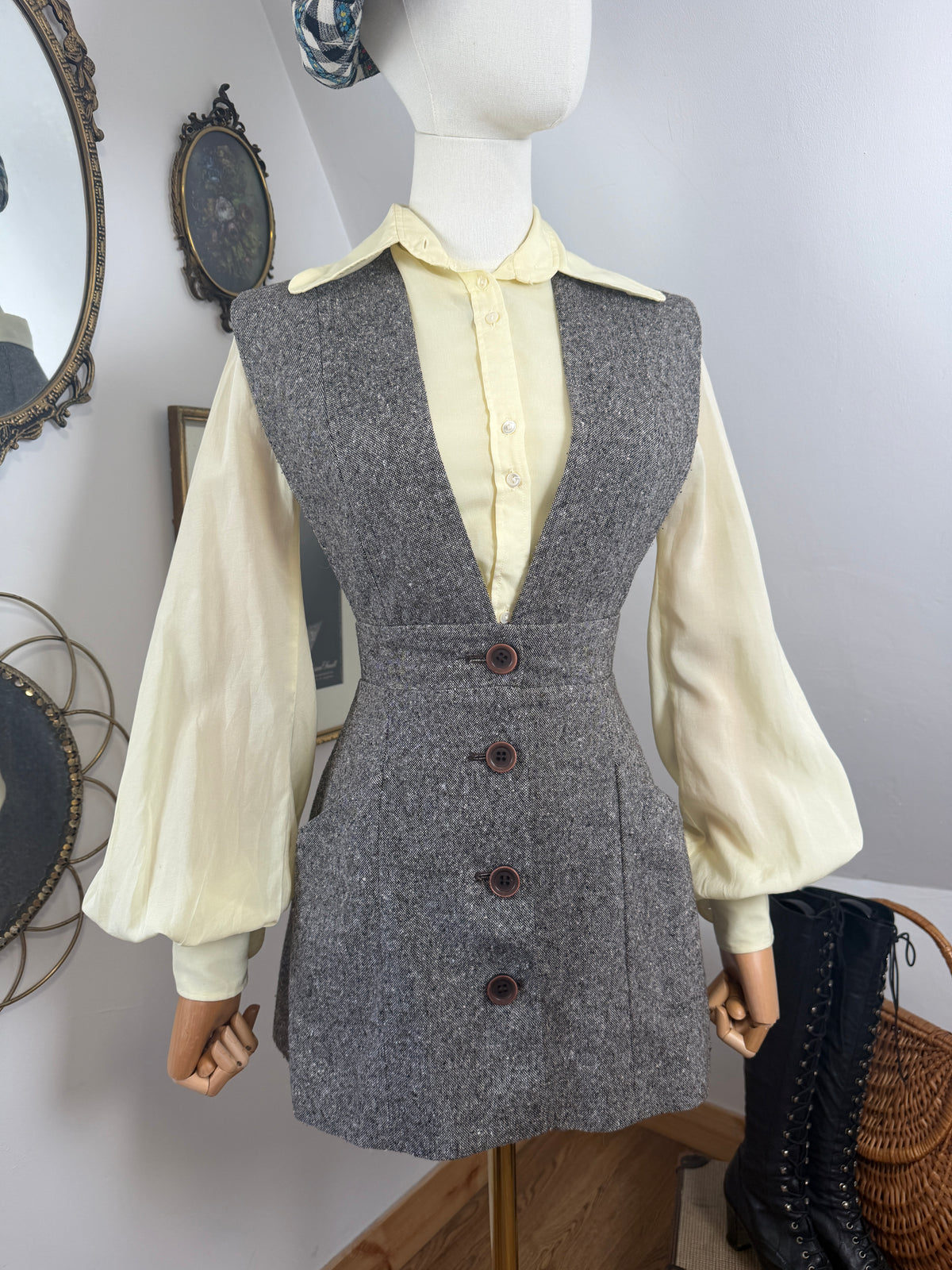 1960s ‘Emcar’ Wool Pinafore Mini