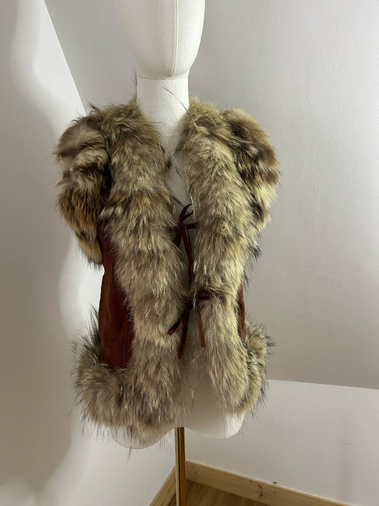 1960s Suede Waistcoat with Fur Trim