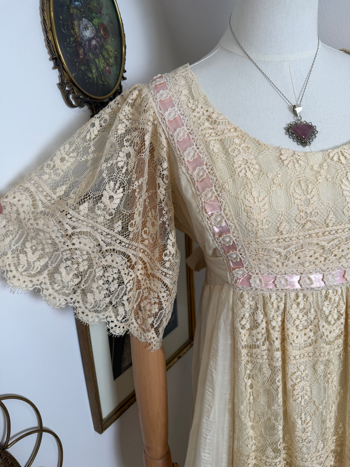 1960s Edwardian Inspired Maxi Dress