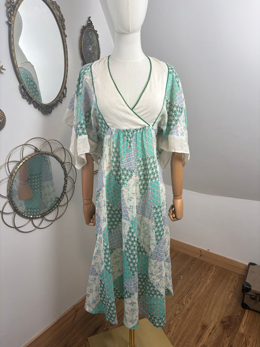 1970s Patch Handkerchief Dress