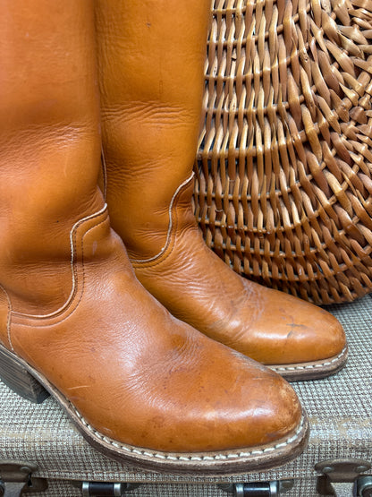 1970s Leather Campus Style Boots
