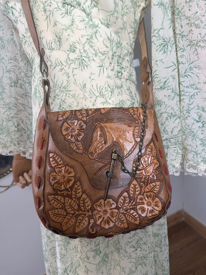 1970s Leather Tooled Bag