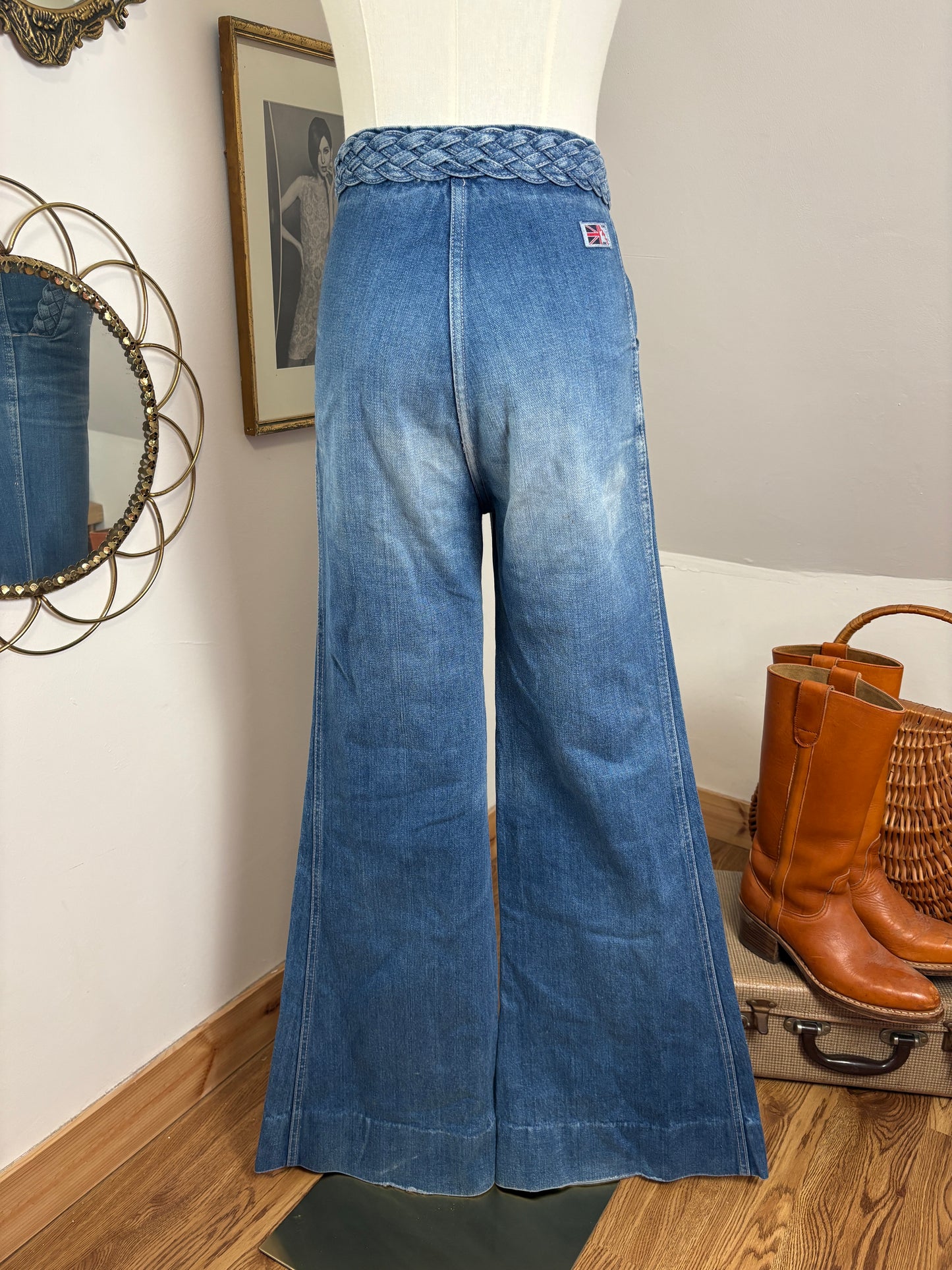 1970s Braided Bellbottom Jeans