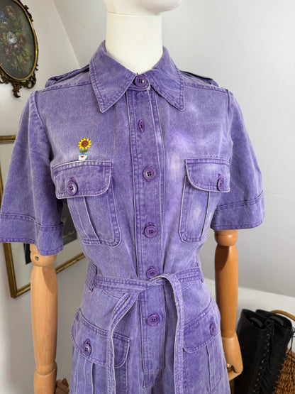 1970s Purple Denim Jumpsuit