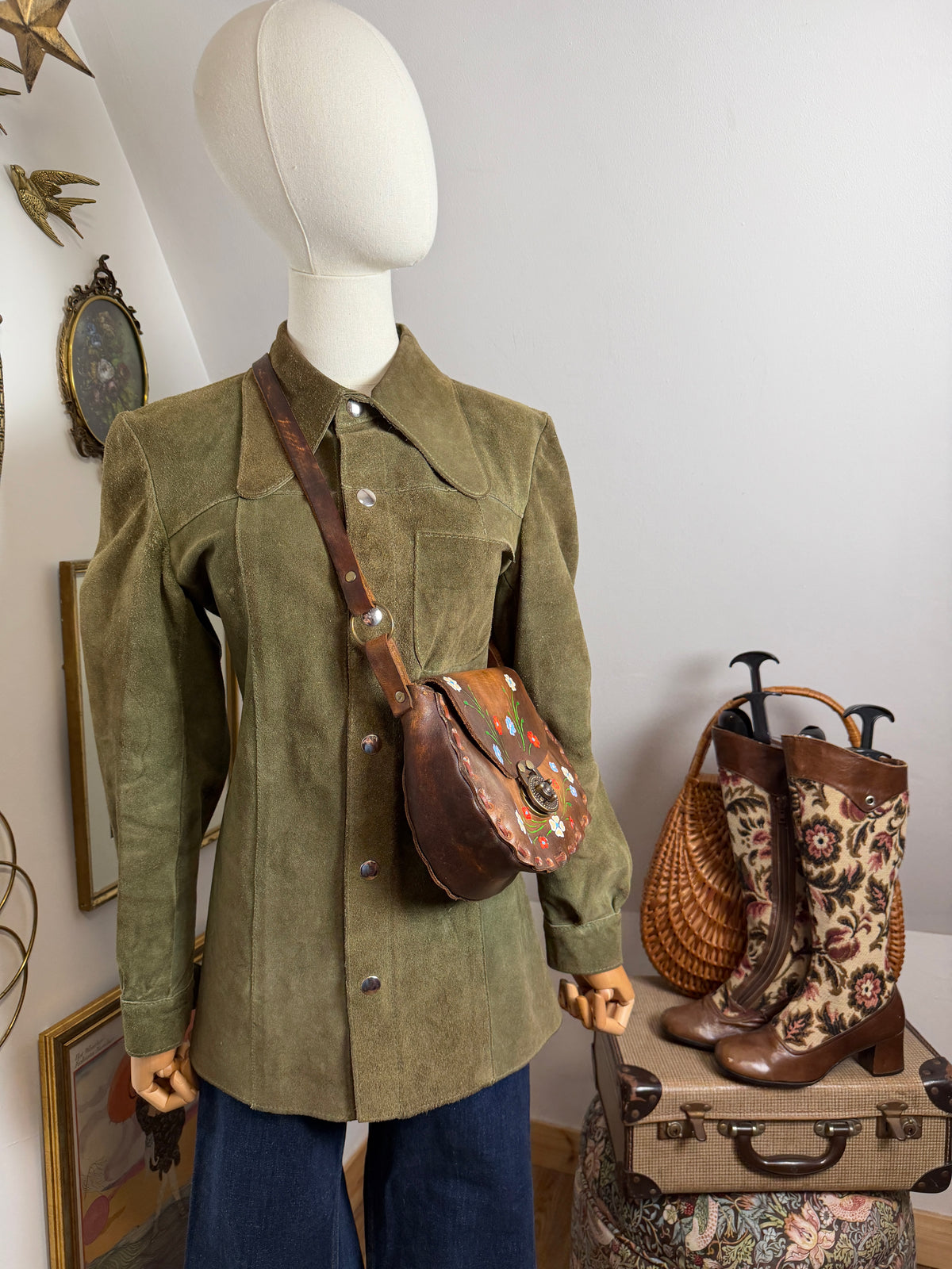 1960s / 70s Tooled Floral Bag
