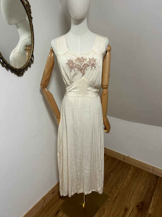 1930s Silk Slip with Embrodiery