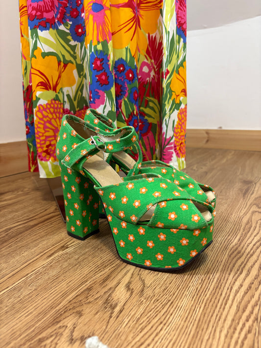 1970s Floral Platform Heels