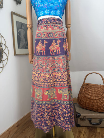 1970s Indian Blockprint Wrap Skirt
