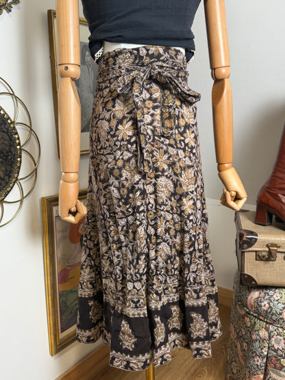 1970s Indian Blockprint Wrap Skirt