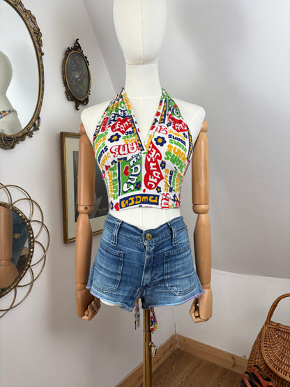 1970s Novelty Halter-neck Top