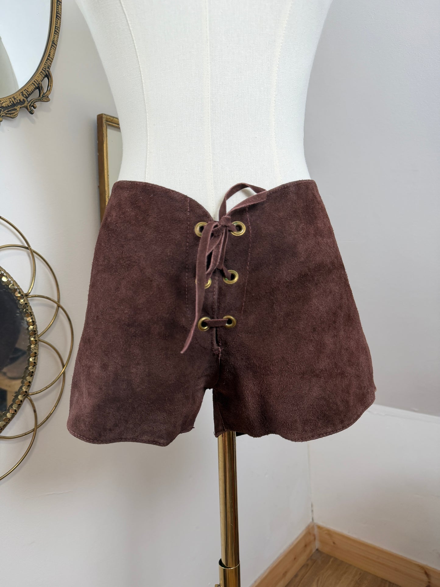 1960s Suede Lace Up Hotpants