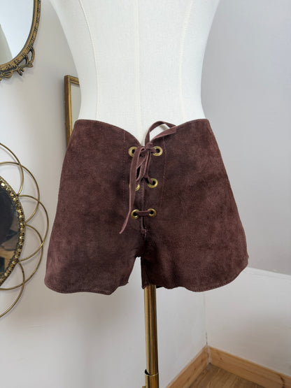 1960s Suede Lace Up Hotpants