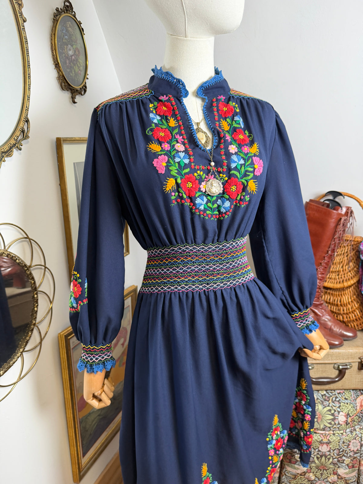 1970s Hungarian Embroidered Dress