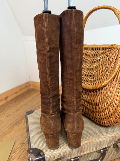 1970s Suede Lace Up Boots