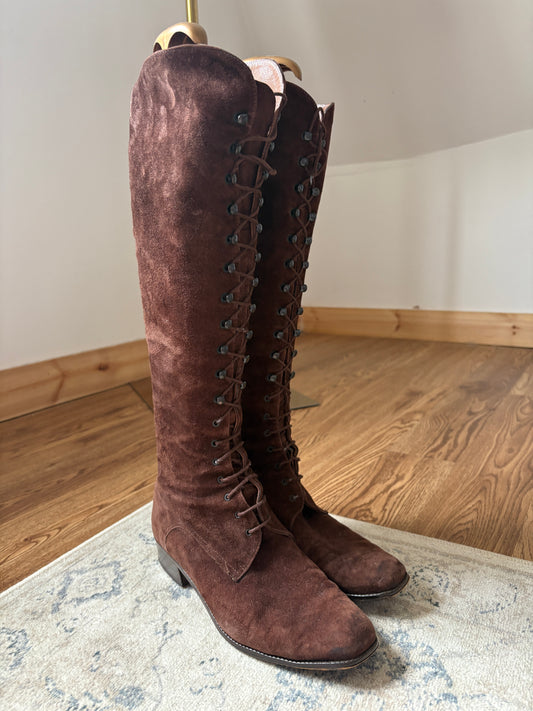 1960s ‘Kurt Geiger’ Velvet Lace Up Boots