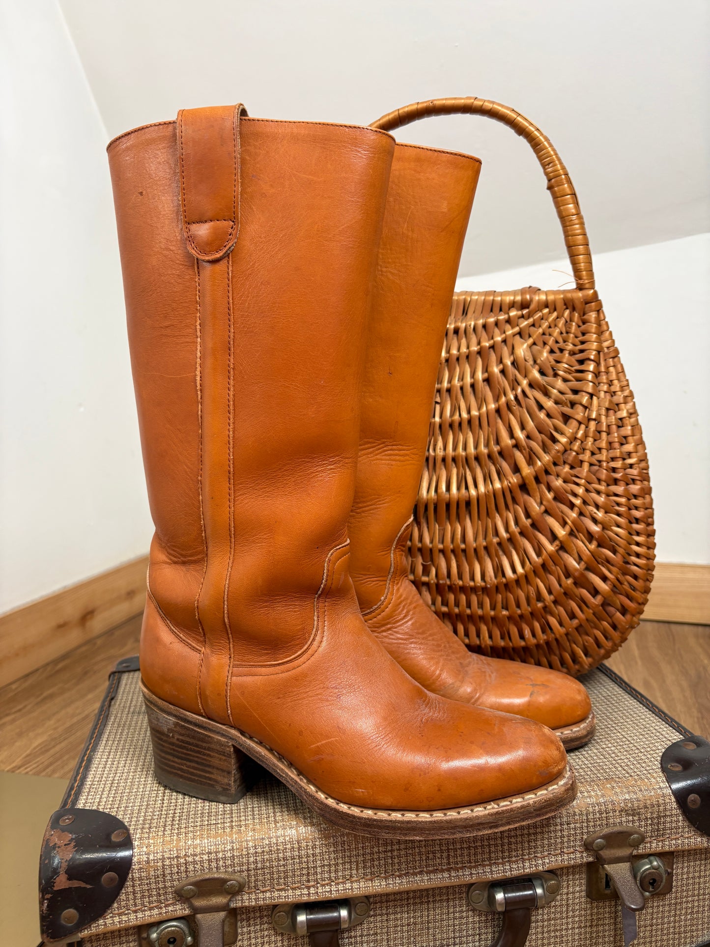 1970s Leather Campus Style Boots
