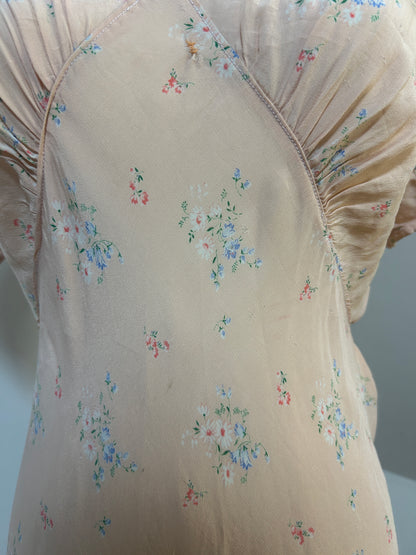 1940s Floral Silk Nightdress