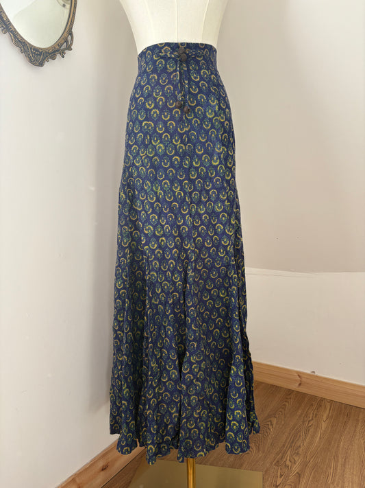 1970s Indian Cotton Blockprint Skirt