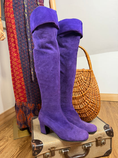 1960s Purple Suede Gogo Boots