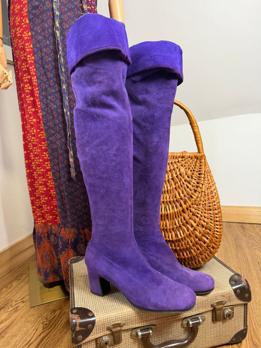 1960s Purple Suede Gogo Boots