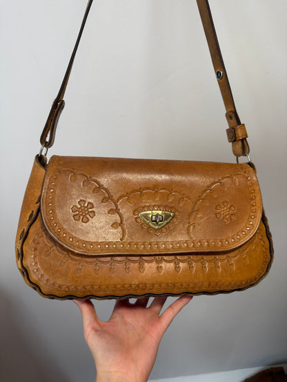 1970s Leather Tooled Bag