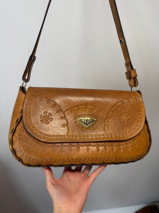 1970s Leather Tooled Bag